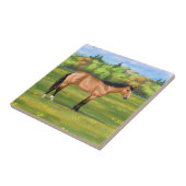Buckskin Dun Quarter Horse Tegeltje (Zijkant)