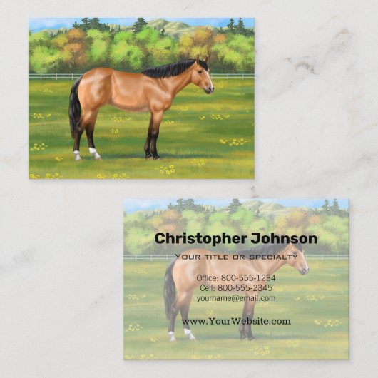 Buckskin Dun Quarter Horse Visitekaartje (Voorkant / Achterkant)