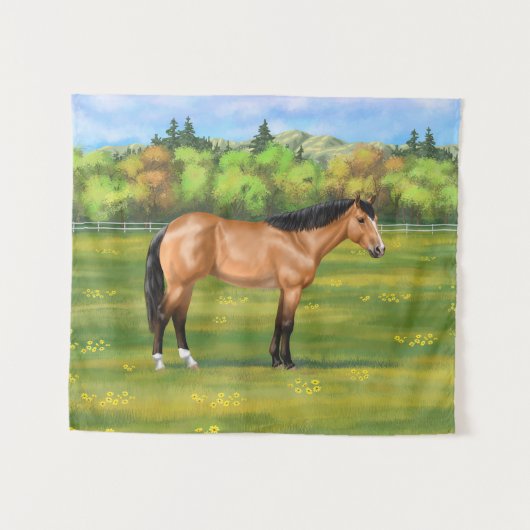 Buckskin Dun Quarter Horse Wandkleed (Voorkant (horizontaal))