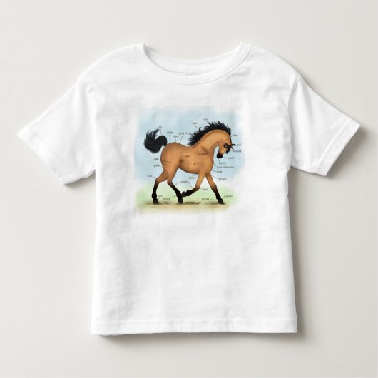 Buckskin Horse Educational Equine Anatomy Kinder Shirts (Voorkant)