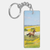 Buckskin Horse Galloping in a Field of Flowers Sleutelhanger (Voorkant Links)