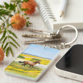 Buckskin Horse Galloping in a Field of Flowers Sleutelhanger (Voorkant Rechts)
