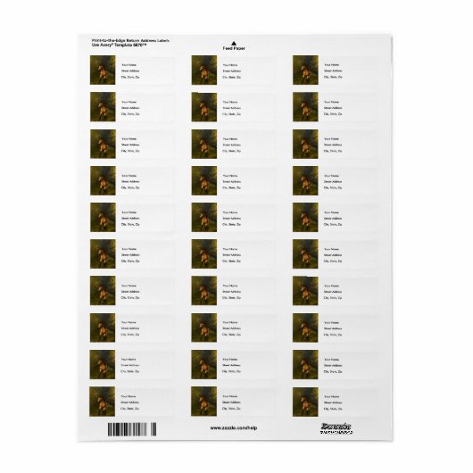Buckskin Horse in Forest - Adresetiketten Etiket (Full Sheet)