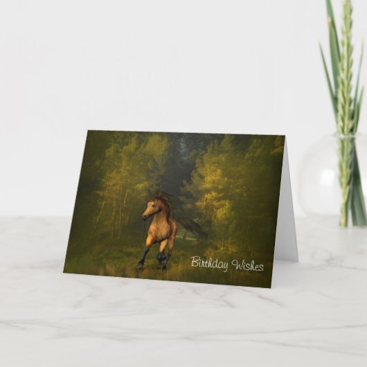 Buckskin Horse in Forest Birthday Card Kaart (Voorkant)