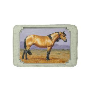 Buckskin Horse Mustang Stallion Sage Green Badmat