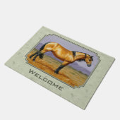 Buckskin Horse Mustang Stallion Sage Green Deurmat (Schuin)