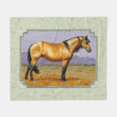 Buckskin Horse Mustang Stallion Sage Green Fleece Deken (Voorkant (Horizontaal))