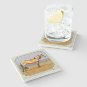 Buckskin Horse Mustang Stallion Sage Green Stenen Onderzetter (Zijkant)