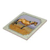 Buckskin Horse Mustang Stallion Sage Green Tegeltje (Zijkant)