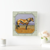 Buckskin Horse Mustang Stallion Sage Green Vierkante Klok (Huis)