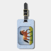 Buckskin Horse Runing Light Blue Bagagelabel (Voorkant verticaal)