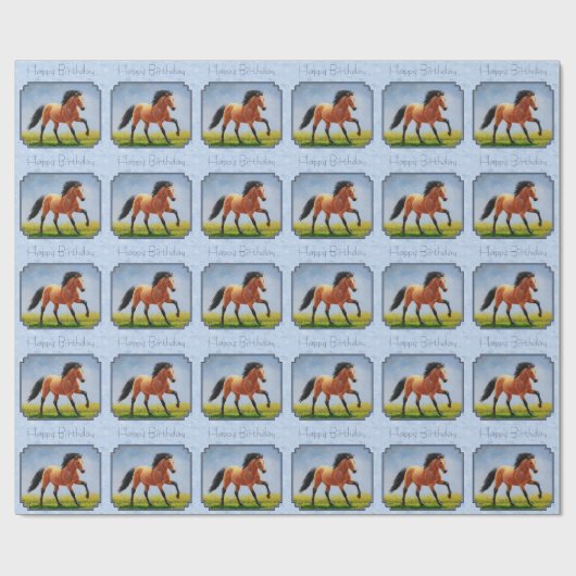 Buckskin Horse Runing Light Blue Cadeaupapier (Vlak)