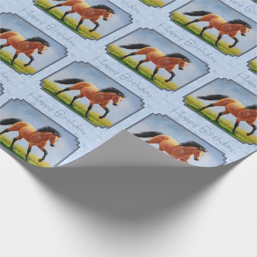 Buckskin Horse Runing Light Blue Cadeaupapier (Hoek)