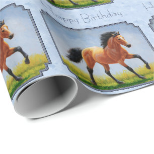 Buckskin Horse Runing Light Blue Cadeaupapier