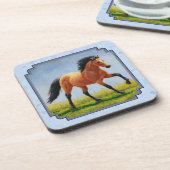 Buckskin Horse Runing Light Blue Drankjes Onderzetter (Linkerzijde)