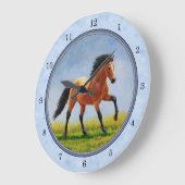 Buckskin Horse Runing Light Blue Grote Klok (Hoek)