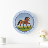 Buckskin Horse Runing Light Blue Grote Klok (Huis)