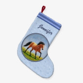 Buckskin Horse Runing Light Blue Kleine Kerstsok (Voorkant (Hangend))