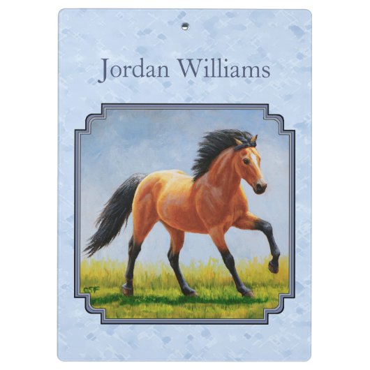 Buckskin Horse Runing Light Blue Klembord (Achterkant)