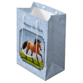 Buckskin Horse Runing Light Blue Medium Cadeauzakje (Voorkant Gekanteld)
