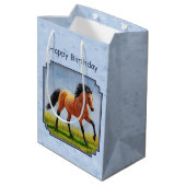 Buckskin Horse Runing Light Blue Medium Cadeauzakje (Achterkant Gekanteld)