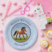 Buckskin Horse Runing Light Blue Papieren Bordje (Feest)