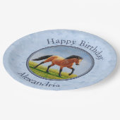 Buckskin Horse Runing Light Blue Papieren Bordje (Gekanteld)