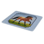 Buckskin Horse Runing Light Blue Snijplank (Hoek)