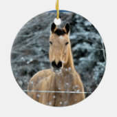Buckskin Horse Winter Keramisch Ornament (Achterkant)