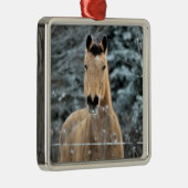 Buckskin Horse Winter Metalen Ornament (Rechts)