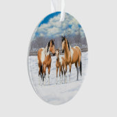 Buckskin Paint Horses in sneeuw Ornament (voorkant)