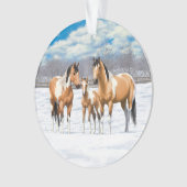 Buckskin Paint Horses in sneeuw Ornament (voorkant)