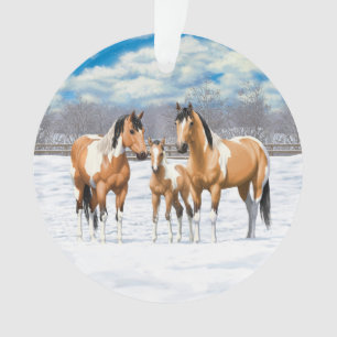 Buckskin Paint Horses in sneeuw Ornament