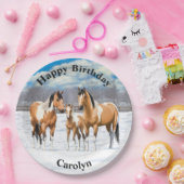 Buckskin Paint Horses in sneeuw Papieren Bordje (Feest)