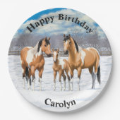 Buckskin Paint Horses in sneeuw Papieren Bordje (Voorkant)