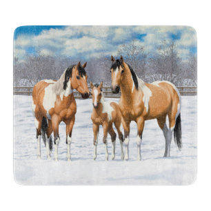 Buckskin Paint Horses in sneeuw Snijplank