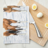 Buckskin Paint Horses in sneeuw Theedoek (Quarter Fold)