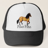 Buckskin Paso Fino Paardenkunstwerk Trucker Pet (Voorkant)