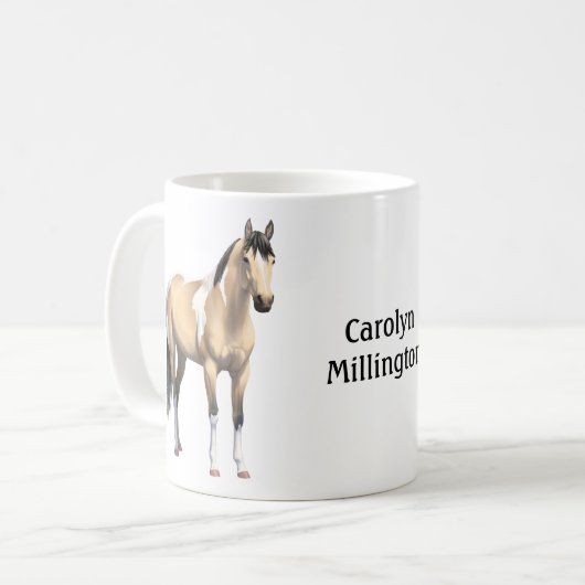 Buckskin Pinto Dun Paint Horse Staillion Koffiemok (Voorkant links)