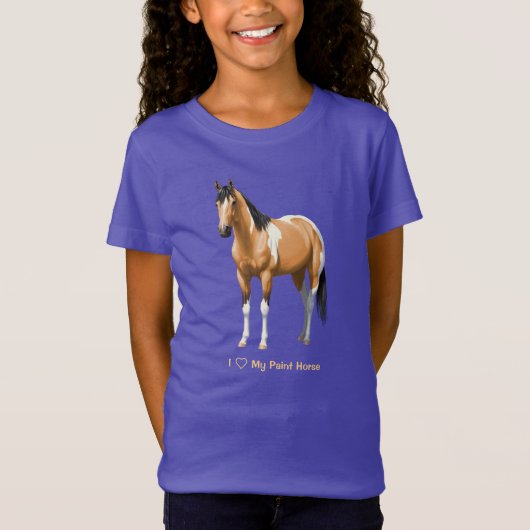 Buckskin Pinto Dun Paint Horse Staillion T-shirt (Voorkant)