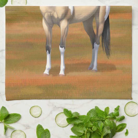 Buckskin Pinto Dun Paint Horse Staillion Theedoek (Gevouwen)