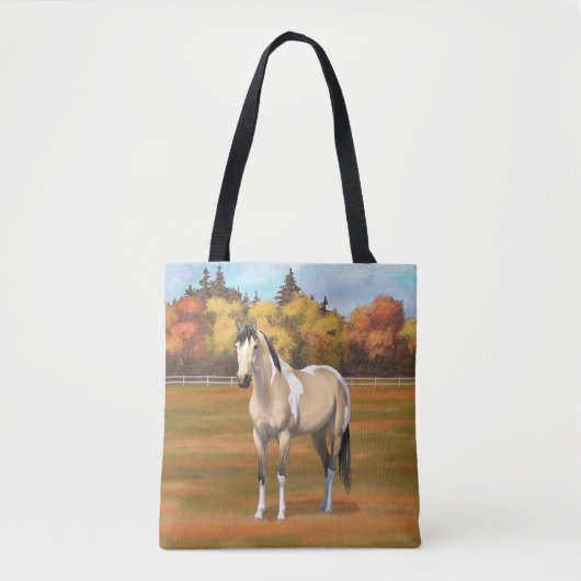 Buckskin Pinto Dun Paint Horse Staillion Tote Bag (Voorkant)