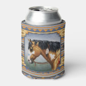 Buckskin Pinto Horse Southwest Indian Design Blikjeskoeler (Blikje Voorkant)