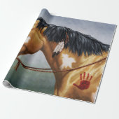 Buckskin Pinto Indiaans oorlogspaard Cadeaupapier (Uitgerold)