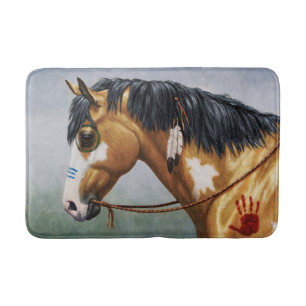Buckskin Pinto Native American War Horse Badmat