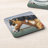 Buckskin Pinto Native American War Horse Bier Onderzetter (Linkerzijde)