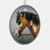 Buckskin Pinto Native American War Horse Keramisch Ornament (Rechts)