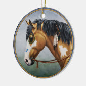 Buckskin Pinto Native American War Horse Keramisch Ornament (Links)