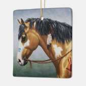 Buckskin Pinto Native American War Horse Keramisch Ornament (Links)