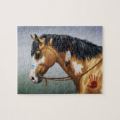 Buckskin Pinto Native American War Horse Legpuzzel (Horizontaal)